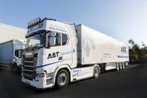 A&T Transport's refrigerated truck, ensuring temperature-controlled deliveries in Dublin.